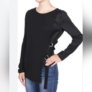 NEW Armani Jeans Wool Blend Combined Layered Sweater Lace Up Top Women Sz L